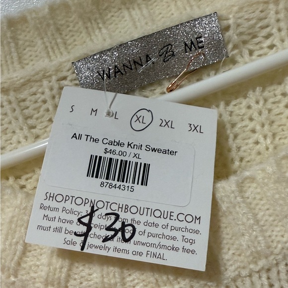Cable Knit Sweater NWT - Picture 4 of 6